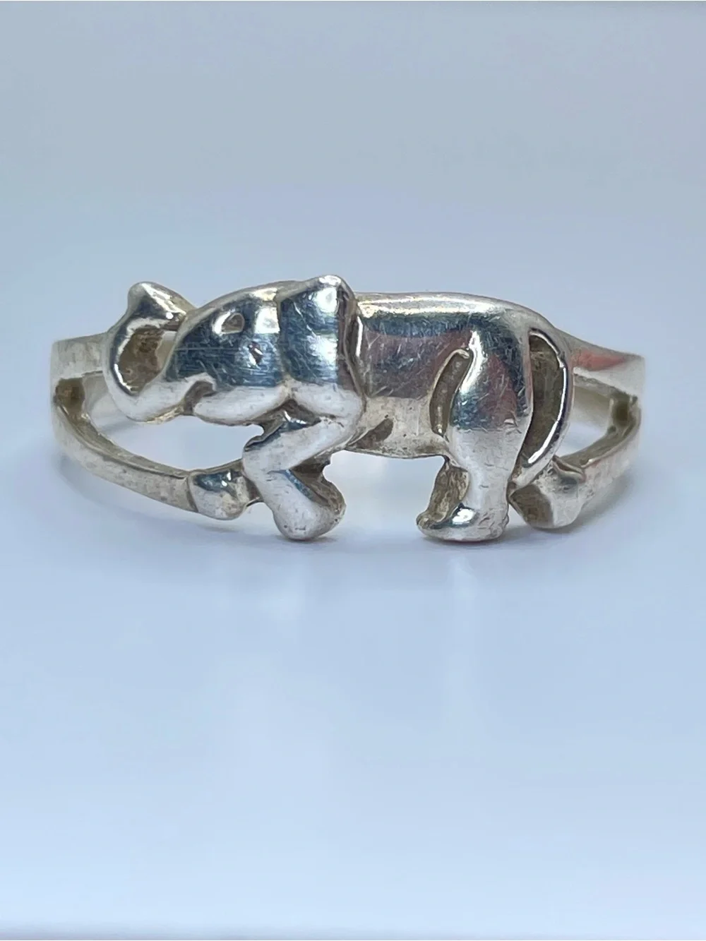 925 Sterling Silver Elephant Ring Lucky Animal Band Vintage Style Boho Sz 7